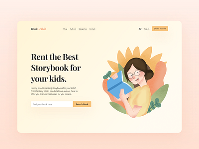 Online Book Rent Landing Page Design app art branding design draw illustration illustration design landing page landing page design logo typography ui ui design ux ux design vector website