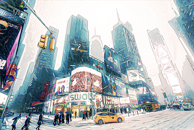 New York Snow Drawing 2d art drawing illustration new york ninety niners snow winter