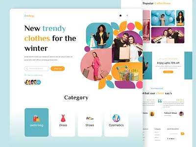 online Shopping Website Design branding design graphic design illustration illustrator landing page logo minimal online shpping ui user experience user interface ux uxui vector website design
