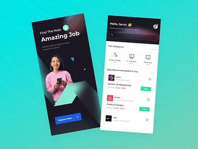 Job Finder App concept app design career concept find job hiring job job finder job listing job portal job search mobile app ui ui design ux
