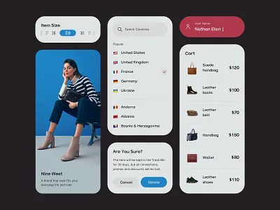 E-commerce Website Mobile Components accessories airy clean clear design clothes design e commerce ecommerce ecommerce components fashion minimalistic mobile components mobile elements mobile store online shop online store ui ux website woman clothes