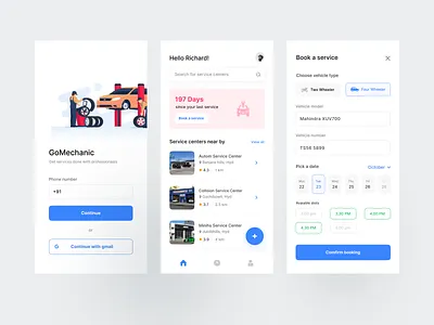 Online service centre booking app app ui concept ui design illustration online booking app ux