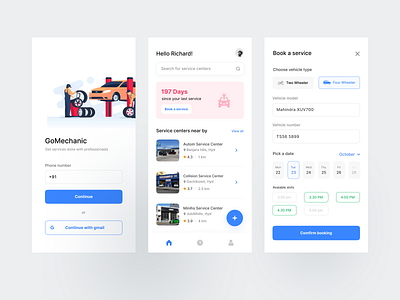 Online service centre booking app app ui concept ui design illustration online booking app ux