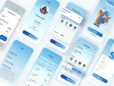 Financial App app bank banking blue dark blue darktheme deposit design finance financial freelancer lighttheme money sendmoney ui ux