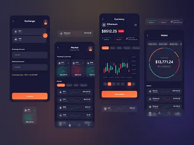 Cryptocurrency Management App acechallenge app app ui application application design bitcoin concept crypto crypto wallet cryptocurrency dark design dotchallenge gradient minimal ui user interface ux visual design web ui ux
