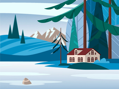 Winter landscape forest illustration landscape snow vector winter