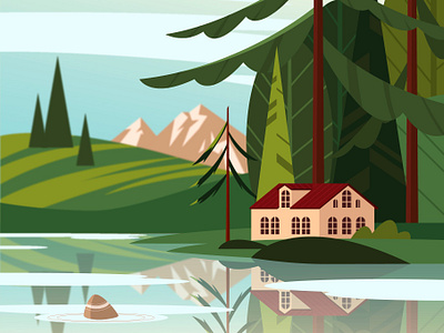 Summer landscape forest illustration landscape summer vector