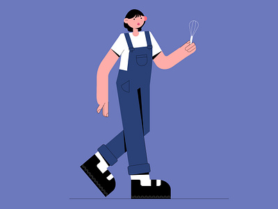 Monica character chef girl illustration vector