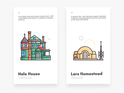 Hale House & Lars Homestead branding california design farm future hale house house icon icon set illustration lars homestead location place star starwars tatooine vector victorian