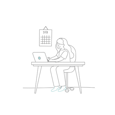 Work at home concept design adobe illustrator character doodle flat hand drawing il illustration illustrator line drawing vector