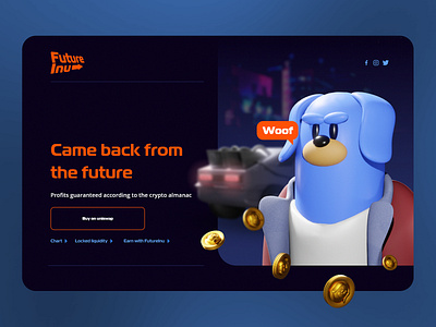 FutureInu - Cryptocurrency landing page 3d bitcoin branding btc character design crypto cryptocurrency etherum graphic design landing page ui ux website