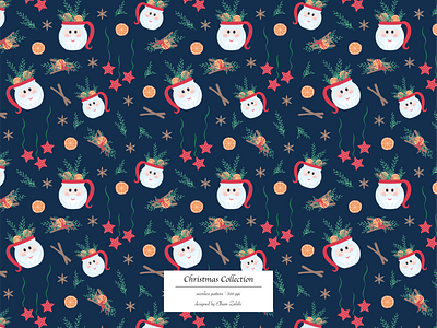 santa christmas fabric design illustration pattern a day pattern art pattern design print design surface pattern textile design textile pattern