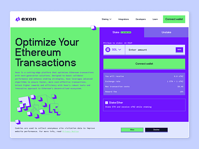Exon - UI/UX design, Branding & Illustration blockchain performance blockchain scalability crypto dashboard crypto tools ui crypto ux design dapp interface defi transaction ux digital finance design ethereum gas fees ethereum transactions fintech web3 gas optimization seamless transactions smart contract ui staking rewards tech product branding uiux for crypto validator efficiency validator staking