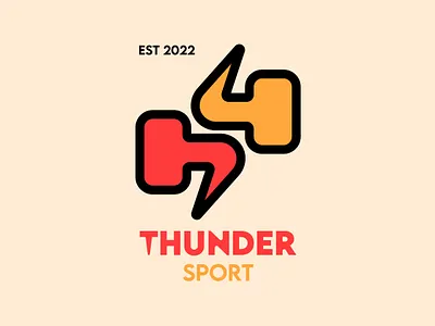 Thunder Sport Gym Logo brand design branding design dumbbell fitness graphic design gym illustration illustrator logo logo design red sport visual identity yellow