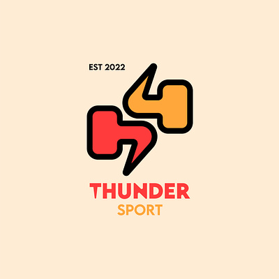 Thunder Sport Gym Logo brand design branding design dumbbell fitness graphic design gym illustration illustrator logo logo design red sport visual identity yellow