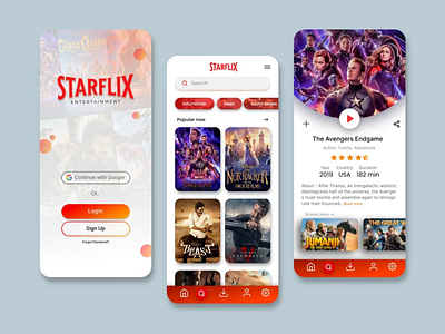 STARFLIX Application Design brand design branding design media netflix ui design startflix ui ui design ui ux ux ux design