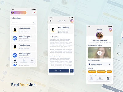 Job Portal App app design find job job portal mobile app profile ui ux