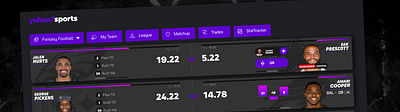 Yuhoo Fantasy Football Preview app application branding concept dark design fantasy fantasy football football graphic design hcd illustration mobile multiview sports ui ux vector