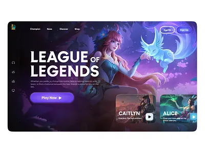 ✨ League of Legends Landing Page Concept 🎮 3d animation branding graphic design logo motion graphics ui