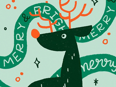 Merry & Bright deer festive illustration happy holidays holiday holiday illustration holiday season lettering merry bright red nosed reindeer reindeer retro illustration rudolph starbucks typography vintage illustration