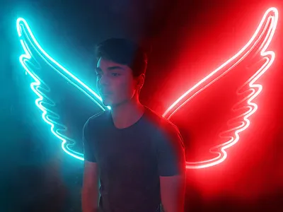 Adding neon wings to a picture graphic design motion graphics