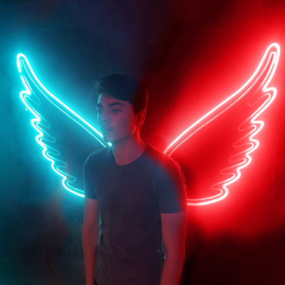 Adding neon wings to a picture graphic design motion graphics