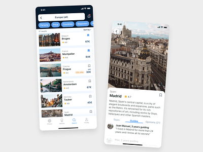 Travelling with tour guides app app cities europe guide madrid opinion profile rate search travel travelling