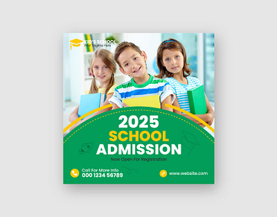 Kids School Education Social Media Post Template admission ads back to school banner branding campaign class college design facebook post graphic design instagram post kids learning primary scholarship social media design student study vector