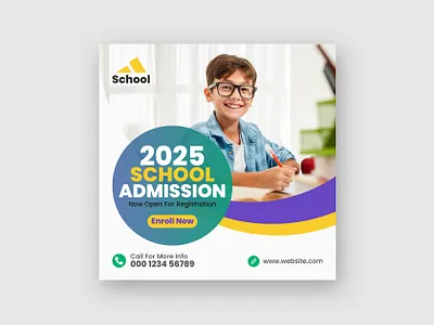 School Admission Social Media Instagram Post Template admission back to school banner branding class college creative design design education facebook post graphic design instagram post kids learning primary scholarship social media banner social media post student study