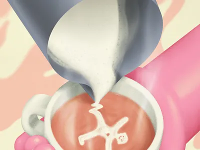 In praise of coffee art barista baristaart bookcover caffeine coffee commercialillustration conceptualart cover design digitalillustration editorialillustration graphicdesign hands health illustration mug popart popsurrealism whimsical