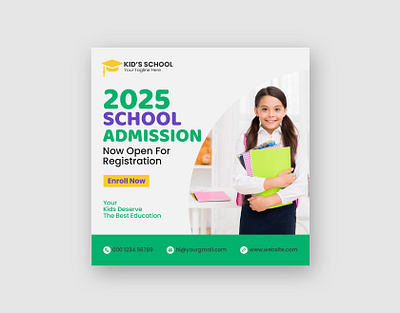 School Admission Social Media Instagram Post Template admission back to school banner branding class college creative design design education facebook post graphic design instagram post kids learning primary scholarship social media banner social media post student study