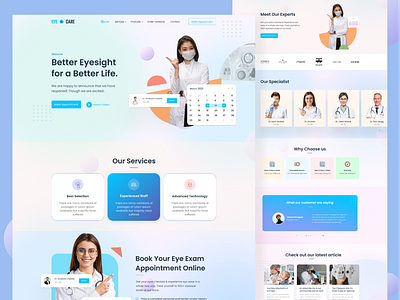 EyeCare - Landing Page branding clinic consultant doctor appointment doctor web eye eye care health homepage hospital medical app medical care medical ui medicine patient popular shot trending ui ux web design