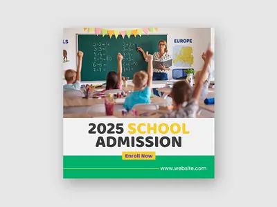 School Admission Social Media Instagram Post Template admission ads back to school banner branding class college design education facebook post graphic design instagram post kids learning primary scholarship social media banner social media post student study