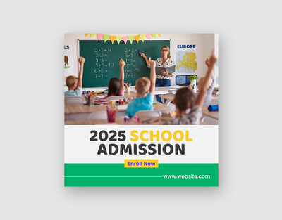 School Admission Social Media Instagram Post Template admission ads back to school banner branding class college design education facebook post graphic design instagram post kids learning primary scholarship social media banner social media post student study