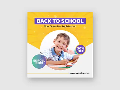 School Admission Social Media Instagram Post Template admission ads back to school banner branding class college design education facebook post graphic design instagram post kids learning primary scholarship social media banner social media post student study