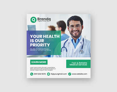 Healthcare Social Media Instagram Post Template ads banner branding campaign design doctor facebook post graphic design hospital illustration instagram post logo medical social media banner social media post ui