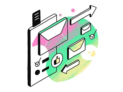 "Message sent" Illustration accept arrow bright communication concept creative design doodle graphic design illustration isometry like mail message task