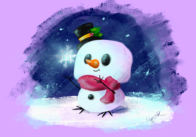 Lil Snowman art illustration procreate snowflake snowman