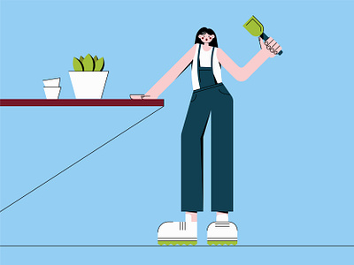 Girl gardener design illustration plants vector