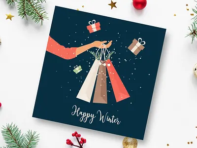 Happy Winter. Greeting card card character cute design gift greeting hand holiday illustration postcard vector winter