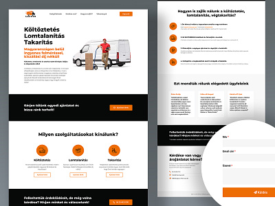 Mover landing page black design flat landing mover moving onepage orange website