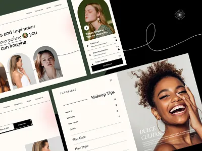 Beauty Tutorials Website beauty design influencer landing makeup minimal modern social tutorial ui ux web website