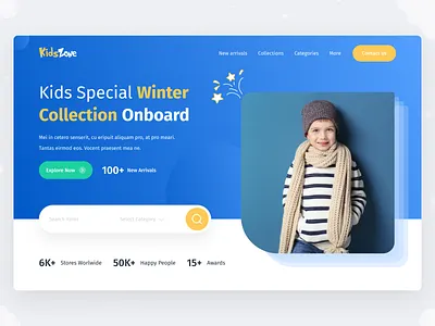 KidsZone Fashion Website UI clothing e commerce e commerce website fashion figma kids landing page layout online store product store trending typography ui user interface ux vibrant web design website winter fashion