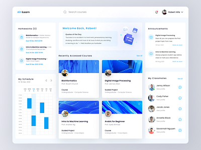 E-Learning Dashboard | iLearn course course dashboard dashboard e learning education app learning learning management system learning platform learning web lms online course online learning online school schedule school web student student app student dashboard study ui