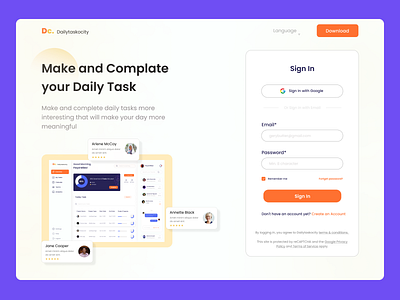 Tasks Manager - Landing Page branding daily tasks design design website header web illustration landing page logo tasks manager ui uiux uiuxdesign uiweb ux web design