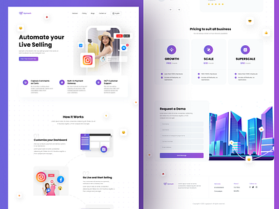 Upmesh - Landinngpage Redesign Concept 247 customer support business clean customize your dashboard design facebook live homepage instagram live landing page landingpage live selling payment gateway promote seller program ui web web design web page webdesign website