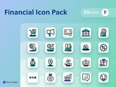 Financial Icon Pack 24px app branding design finance financial freebie iconpack icons iconset illustration logo multicolor multicolour penonpaper shadow ui ui design ui ux uidesign