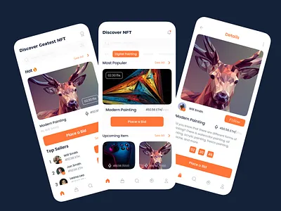 Nft Mobile Apps auction auctions apps crypto cryptocurrency e commarce app figma lite mode minimal mobile apps mobile ui design modern nft nft apps nft art nft marketplace nft mobile apps nft painting nft ui design ui ux design