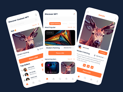Nft Mobile Apps auction auctions apps crypto cryptocurrency e commarce app figma lite mode minimal mobile apps mobile ui design modern nft nft apps nft art nft marketplace nft mobile apps nft painting nft ui design ui ux design