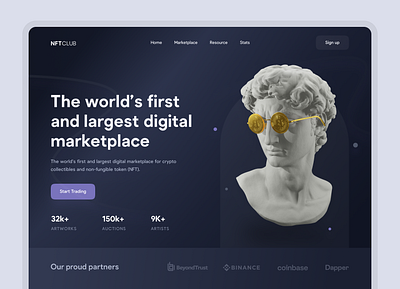 NFT Landing Page 3d application art branding crypto dark design flat gradient graphic design illustration landing landing page minimal minimalistic nft nft landing simple ui website